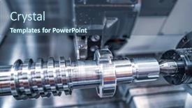  Presentation with cnc cutting machine - PPT theme having metalworking-cnc-milling-machine-cutting background and a ocean colored foreground