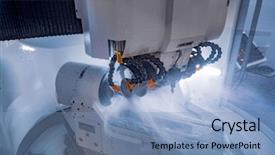 Presentation with cnc cutting machine - Beautiful slide set featuring metalworking cnc milling machine cutting backdrop and a light blue colored foreground