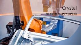  Presentation with cnc milling machine - PPT layouts with metalworking cnc milling machine cutting background and a coral colored foreground