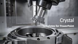  Presentation with cnc cutting machine - Slide deck consisting of metalworking cnc milling machine cutting background and a gray colored foreground