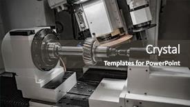  Presentation with cnc milling machine - Amazing slide deck having metalworking cnc milling machine cutting backdrop and a dark gray colored foreground