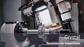  Presentation with cnc cutting machine - Audience pleasing theme consisting of metalworking-cnc-milling-machine-cutting backdrop and a dark gray colored foreground