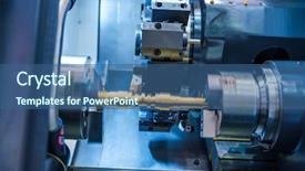  Presentation with cnc cutting machine - Audience pleasing presentation design consisting of metalworking cnc milling machine cutting backdrop and a ocean colored foreground