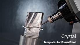  Presentation with cnc milling machine - Presentation design featuring metalworking cnc milling machine cutting background and a dark gray colored foreground