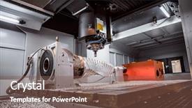  Presentation with cnc cutting machine - Slide deck consisting of metalworking cnc milling machine cutting background and a violet colored foreground