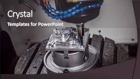  Presentation with cnc cutting machine - Colorful PPT theme enhanced with metalworking cnc milling machine cutting backdrop and a  colored foreground