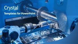  Presentation with drilling machine - PPT layouts featuring metalworking cnc milling machine background and a ocean colored foreground