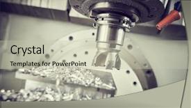  Presentation with cnc milling machine - Audience pleasing presentation design consisting of metalworking cutting process by cutter backdrop and a soft green colored foreground