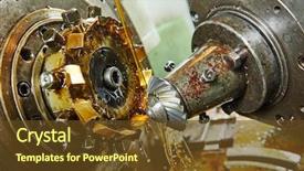  Presentation with gear - Audience pleasing slide deck consisting of metalworking industry conic tooth gear backdrop and a tawny brown colored foreground