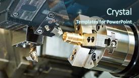  Presentation with metal bronze - Colorful slide set enhanced with metal detail on lathe machine backdrop and a ocean colored foreground