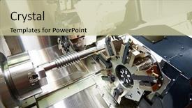  Presentation with cnc lathe machine - PPT layouts with metalworking industry cutting tool processing background and a soft green colored foreground