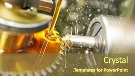  Presentation with gear - Slide set featuring metalworking industry tooth gear cogwheel background and a tawny brown colored foreground