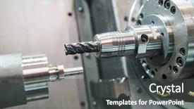  Presentation with cnc lathe - Colorful slide deck enhanced with metalworking milling process on lathe backdrop and a dark gray colored foreground