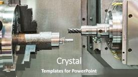  Presentation with cnc lathe - Slides having metalworking milling process on lathe background and a  colored foreground