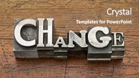  Presentation with change - Presentation theme featuring metamorfhosis - change word in mixed vintage background and a coral colored foreground