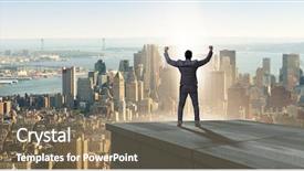  Presentation with challenges - Beautiful PPT theme featuring metaphor - businessman ready for new challenges backdrop and a coral colored foreground