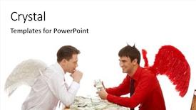  Presentation with demon - PPT theme with contract - disposition - man in suit background and a light gray colored foreground.