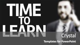  Presentation with learn - Audience pleasing PPT theme consisting of business man with the text time to learn in a concept image backdrop and a dark gray colored foreground