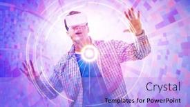  Presentation with metaverse - PPT layouts enhanced with metaverse-concept-with-man background and a light blue colored foreground