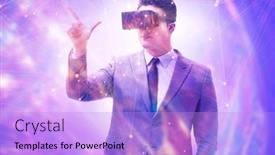  Presentation with metaverse - Slide set consisting of metaverse-concept-with-man background and a lilac colored foreground