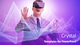  Presentation with metaverse - Presentation theme enhanced with metaverse-concept-with-man background and a purple colored foreground