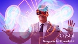  Presentation with metaverse - Theme featuring metaverse-concept-with-man background and a violet colored foreground