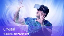  Presentation with metaverse - PPT layouts consisting of metaverse-concept-with-man background and a cobalt blue colored foreground