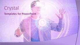  Presentation with metaverse - Presentation with metaverse-concept-with-man background and a pink colored foreground