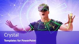  Presentation with metaverse - Presentation theme having metaverse-concept-with-man background and a royal blue colored foreground