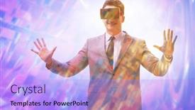  Presentation with metaverse - Theme with metaverse-concept-with-man background and a light blue colored foreground