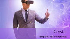  Presentation with metaverse - Presentation theme featuring metaverse-concept-with-man background and a light blue colored foreground