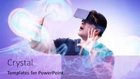  Presentation with metaverse - Presentation having metaverse-concept-with-man background and a light blue colored foreground