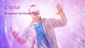  Presentation with metaverse - Slide set enhanced with metaverse-concept-with-man background and a pink colored foreground