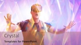  Presentation with metaverse - PPT layouts with metaverse-concept-with-man background and a coral colored foreground