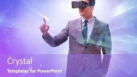  Presentation with metaverse - Theme having metaverse-concept-with-man background and a light blue colored foreground