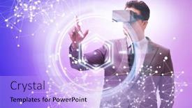  Presentation with metaverse - Presentation theme enhanced with metaverse-concept-with-man background and a light blue colored foreground