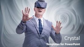  Presentation with metaverse - Presentation design with metaverse-concept-with-man background and a ocean colored foreground