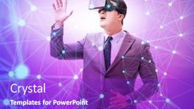  Presentation with metaverse - Slide deck featuring metaverse-concept-with-man background and a purple colored foreground
