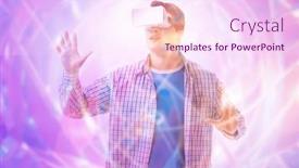  Presentation with metaverse - PPT theme enhanced with metaverse-concept-with-man background and a pink colored foreground