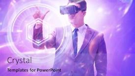  Presentation with metaverse - Slide set consisting of metaverse-concept-with-man background and a light blue colored foreground