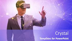  Presentation with metaverse - PPT theme having metaverse-concept-with-man background and a light blue colored foreground