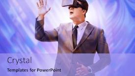  Presentation with metaverse - Presentation theme enhanced with metaverse-concept-with-man background and a light blue colored foreground