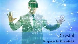  Presentation with metaverse - Presentation having metaverse-concept-with-man background and a light blue colored foreground