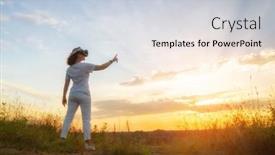  Presentation with metaverse - Slide set featuring metaverse-technology-concept-woman background and a lemonade colored foreground