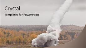  Presentation with explosion - Audience pleasing presentation theme consisting of meteor - falling smoke trail backdrop and a light gray colored foreground