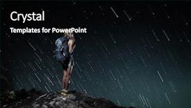  Presentation with mountain top - Amazing PPT layouts having meteor - tourist with backpack standing backdrop and a black colored foreground