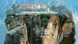  Presentation with mythology ancient greece zeus god - PPT theme consisting of meteora monasteries greece background and a light blue colored foreground