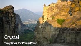  Presentation with mountains - Theme featuring meteora mountains at early morning background and a dark gray colored foreground