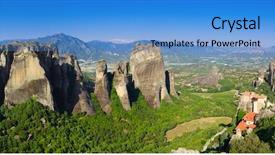  Presentation with mountains - PPT layouts enhanced with meteora mountains at early morning background and a teal colored foreground