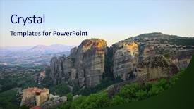  Presentation with early childhood development - PPT theme enhanced with meteora mountains at early morning background and a sky blue colored foreground